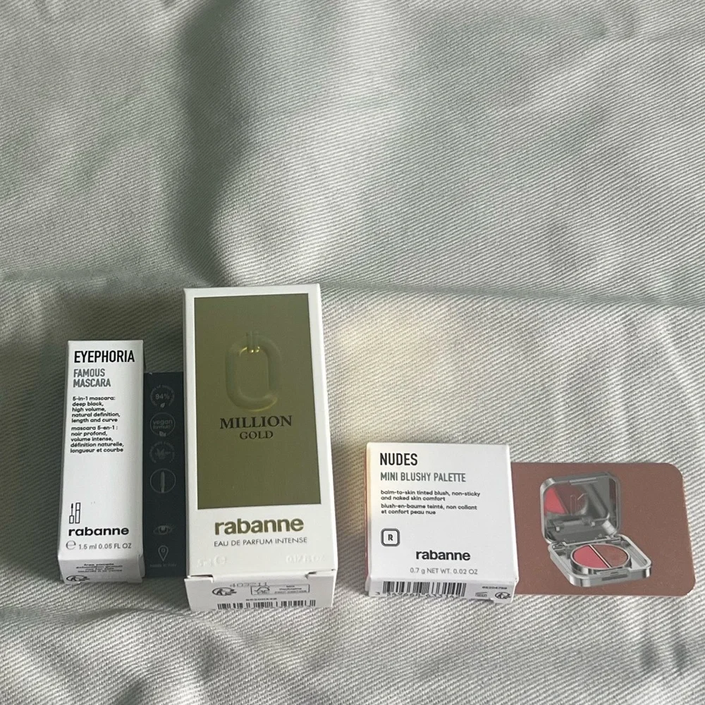 Rabanne Tote Bag with Perfume Sample, Mascara $ Blush Sample